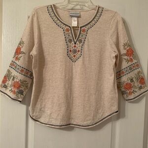 Alfred Dunner Sedona Sky Collection PM Embroidered Yoke Top, Work & Casual Chic